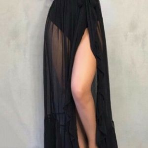 Women's Long Sheer Summer Mesh Split Skirt